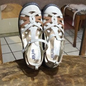 JBU sandals, size 8, runs small. I bought these new, but they didn’t fit.